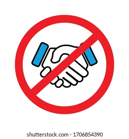 Stoppen Sie das Handshake-Symbol, vermeiden Sie covid-19. Vektorillustration-Design-Illustration 