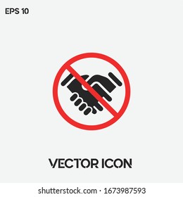 "Stop handshake" vector icon illustration. Coronavirus preventive measure. Premium quality.
