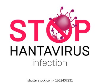 Stop Hantavirus infection vector illustration with bacteria cell and microbes isolated on white. Pulmonary syndrome (HPS) healthcare banner template for Orthohantavirus therapy medical web site design