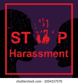 Stop Harassment Of Woman Concept. Vector Illustration