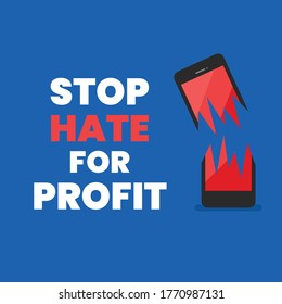 Stop hate for profit banner. Vector illustration