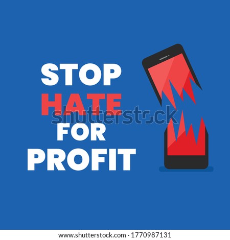 Stop hate for profit banner. Vector illustration