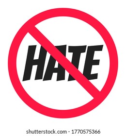 Stop Hate Round Circle Icon Sign Flat Style Design Vector Illustration. Anti Hate Boycott Symbol Isolated On White Background.