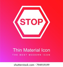 Stop hexagonal signal red and pink gradient material white icon minimal design