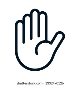 Stop or High Five Hand Icon Outline