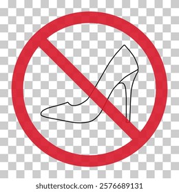 Stop High heel icon, shoe fashion style sign, elegant woman symbol vector illustration .
