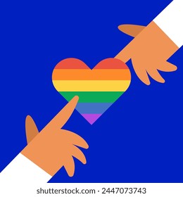 Stop Homophobia. 17 may. LGBT Pride rainbow hand protest symbol. Gay family. Flat vector illustration.