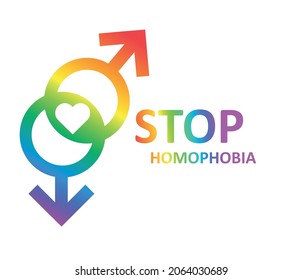 Stop homophobia slogan with rainbow colors. Gay rights concept. Pride poster, banner vector design.