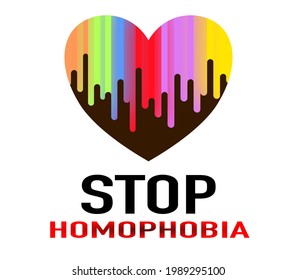 Stop Homophobia. Vector card for the International Day Against Homophobia on isolated background.