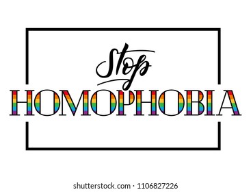 Stop homophobia. Vector illustration for the International Day against Homophobia. Leasbian and gay equality rainbow symbol LGBT. 