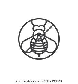 Stop honey bee line icon. linear style sign for mobile concept and web design. Honey bee prohibition sign outline vector icon. Symbol, logo illustration. Pixel perfect vector graphics