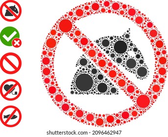 Stop horse mosaic icon. Vector collage composed of scattered covid items. Covid-2019 collage stop horse icon and other icons. Stop horse mosaic for pandemic images.