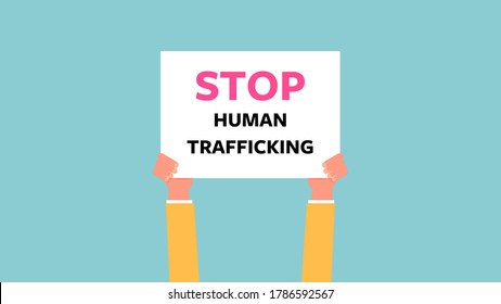 Stop Human Trafficking Alphabet On Boxing Board, World Day Against Trafficking In Persons, Relaxing Pastel Colors, Vector Illustration For Graphic Design, Website Or Banner