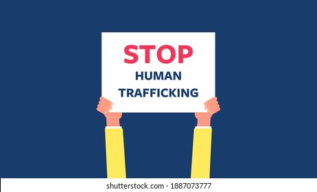 Stop Human Trafficking Alphabet On Boxing Board, World Day Against Trafficking In Persons Day, Vector Illustration For Graphic Design, Website, Banner, Human Rights Content Background