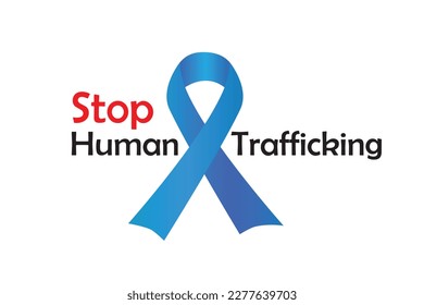 Stop human trafficking logo template, vector. Awareness ribbon on white.