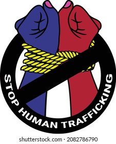 Stop Human Trafficking US Flag Color Hand T-shirt Design