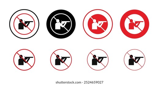 Stop hunting sign Collection of flat thin outline vector