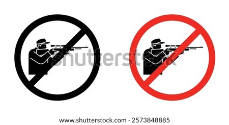 Stop hunting sign vector in filled and 3 stroke weights