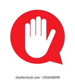 Stop icon with alert hand, warning covid symbol, no - danger isolated on white background vector illustration .