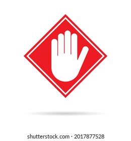 Icono de paro con mano de alerta, símbolo de advertencia codificado, no - peligro aislado en la ilustración del vector de fondo blanco.