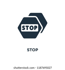 Stop icon. Black filled vector illustration. Stop symbol on white background. Can be used in web and mobile.