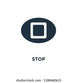 Stop icon. Black filled vector illustration. Stop symbol on white background. Can be used in web and mobile.