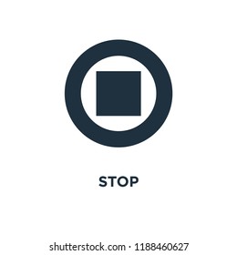 Stop icon. Black filled vector illustration. Stop symbol on white background. Can be used in web and mobile.