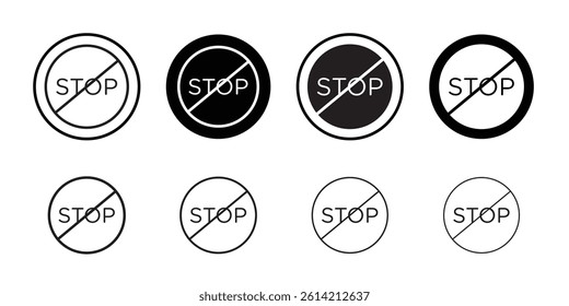 Stop icon Black and white outline vector