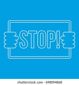 Stop icon blue outline style isolated vector illustration. Thin line sign