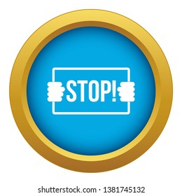 Stop icon blue vector isolated on white background for any design