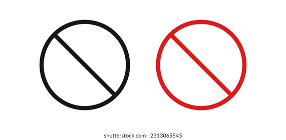 Stoppen Sie das Symbol. Symbol abbrechen Verbotene Schilder. Blocksymbole. Nein, Konzeptsymbole verbieten. Schwarz, rote Farbe. Vektor-Einzelzeichen.
