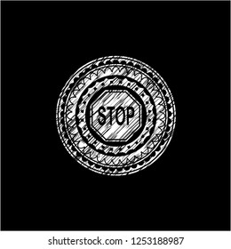 stop icon with chalkboard texture