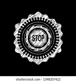 stop icon with chalkboard texture