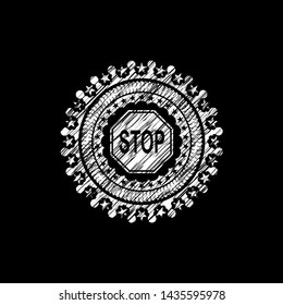 stop icon with chalkboard texture