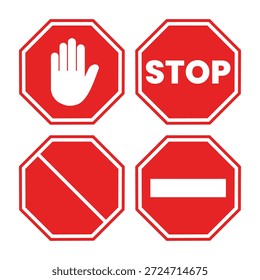 stop icon collection red hexagon background
