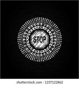 stop icon drawn with chalkboard texture