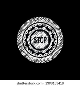 stop icon drawn with chalkboard texture