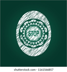 stop icon drawn on a blackboard