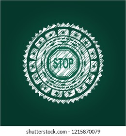 stop icon drawn on a chalkboard