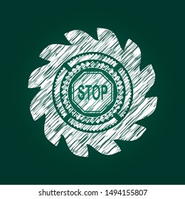 stop icon drawn on a chalkboard