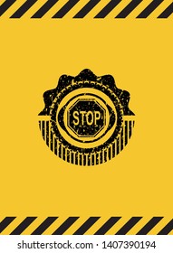 stop icon grunge warning sign emblem. Vector Illustration. Detailed.