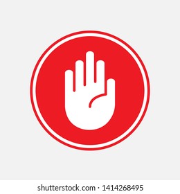 Stop Icon. Hand Gesture As Forbidden Illustration, Simple Vector, Sign & Trendy Symbol for Design and Websites, Presentation or Mobile Application.