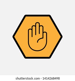 Stop Icon. Hand Gesture As Forbidden Illustration, Simple Vector, Sign & Trendy Symbol for Design and Websites, Presentation or Mobile Application.