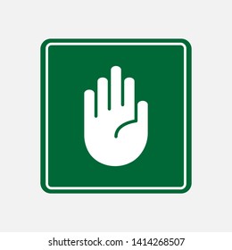 Stop Icon. Hand Gesture As Forbidden Illustration, Simple Vector, Sign & Trendy Symbol for Design and Websites, Presentation or Mobile Application.