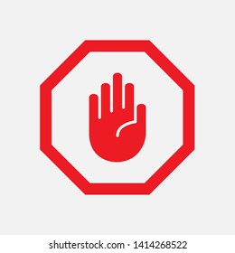 Stop Icon. Hand Gesture As Forbidden Illustration, Simple Vector, Sign & Trendy Symbol for Design and Websites, Presentation or Mobile Application.