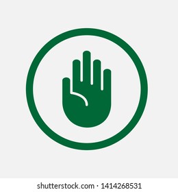 Stop Icon. Hand Gesture As Forbidden Illustration, Simple Vector, Sign & Trendy Symbol for Design and Websites, Presentation or Mobile Application.