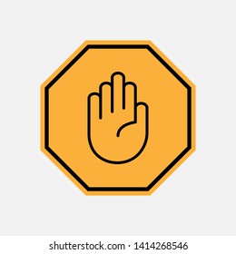 Stop Icon. Hand Gesture As Forbidden Illustration, Simple Vector, Sign & Trendy Symbol for Design and Websites, Presentation or Mobile Application.