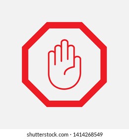 Stop Icon. Hand Gesture As Forbidden Illustration, Simple Vector, Sign & Trendy Symbol for Design and Websites, Presentation or Mobile Application.
