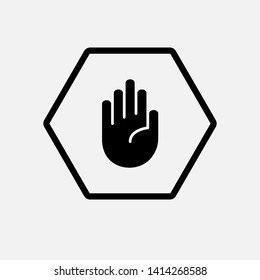 Stop Icon. Hand Gesture As Forbidden Illustration, Simple Vector, Sign & Trendy Symbol for Design and Websites, Presentation or Mobile Application.