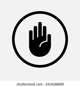 Stop Icon. Hand Gesture As Forbidden Illustration, Simple Vector, Sign & Trendy Symbol for Design and Websites, Presentation or Mobile Application.
